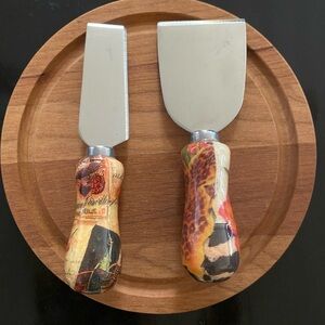 Decorative Cheese Knife Set with Wooden Handles
